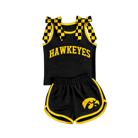 Custom team bow top matching shorts girls summer outfit