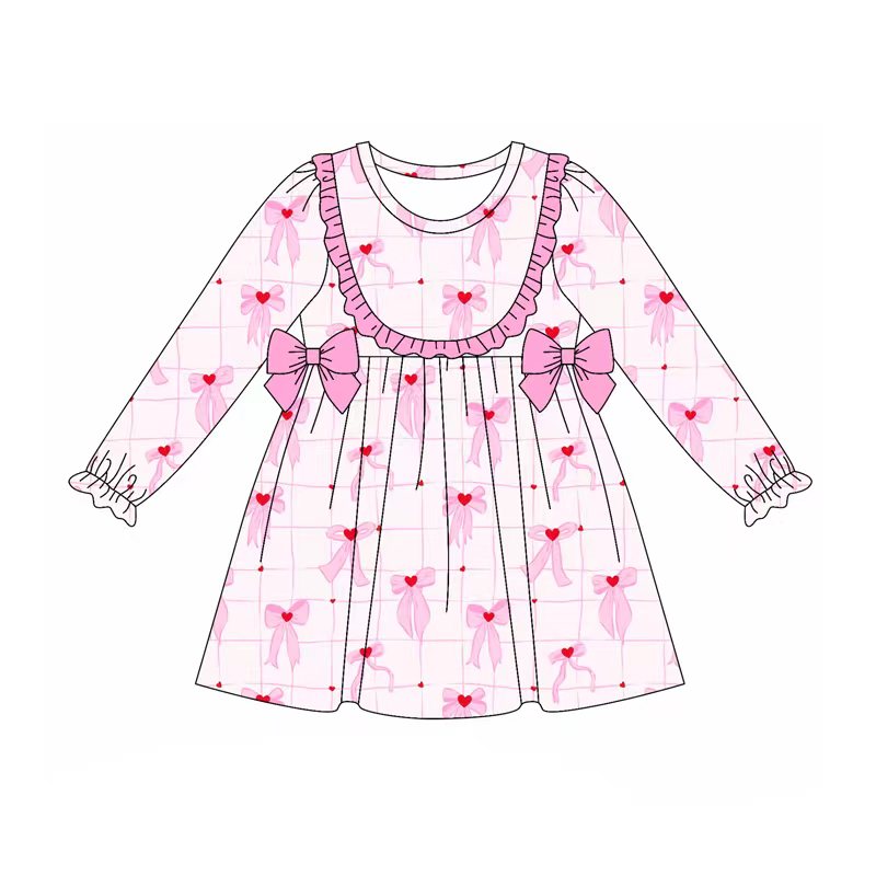 Toddle kids pink bow long sleeve outfit