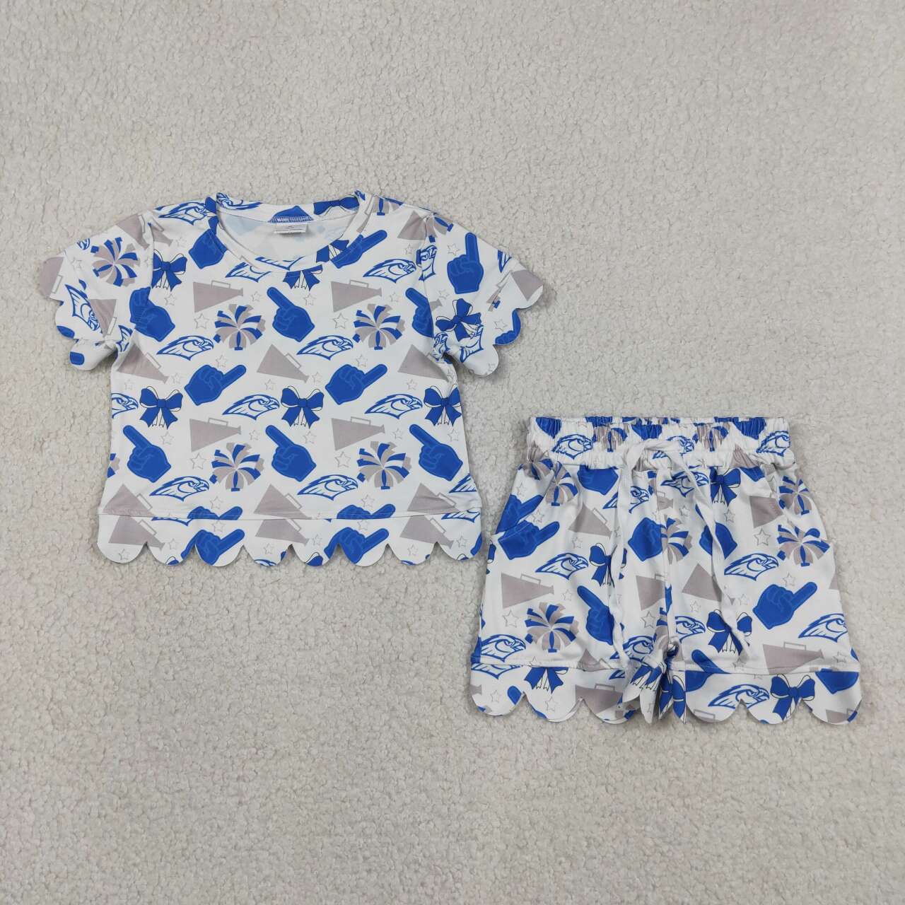 Team design top matching shorts girls summer outfit