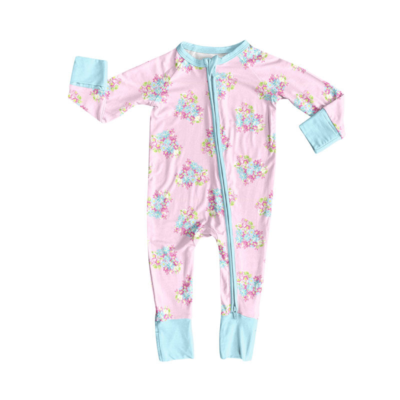 toddle baby floral design long sleeve zip romper