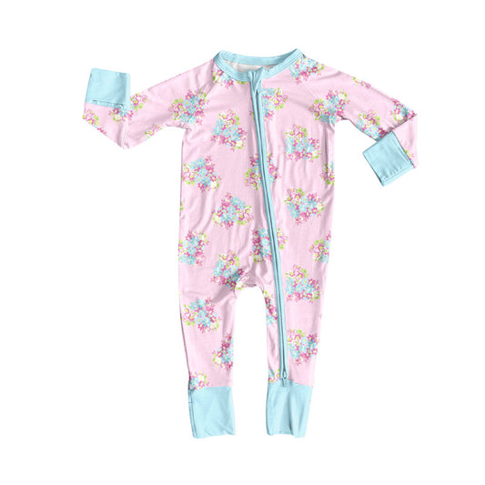 toddle baby floral design long sleeve zip romper