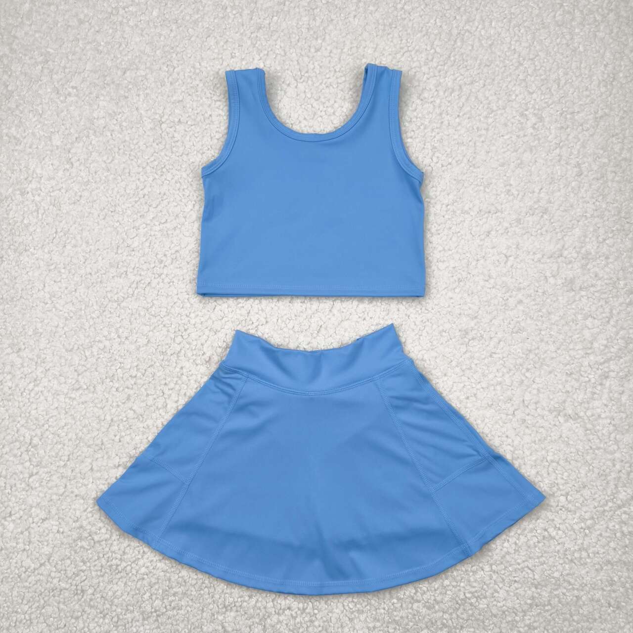 Baby girls blue active wear athletic summer yoga skirt outfit