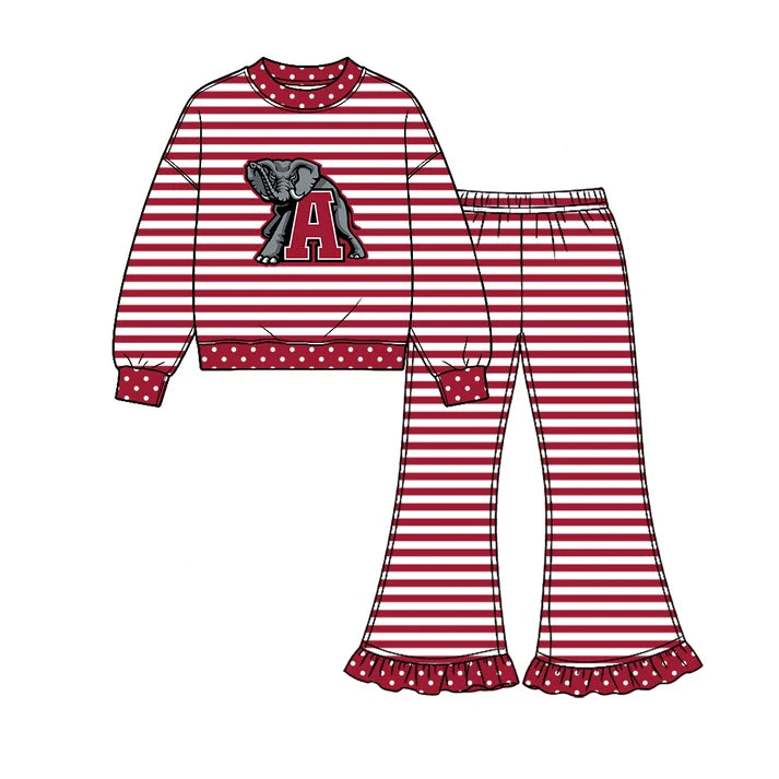 Baby girl custom team cheer design long sleeve top pants set
