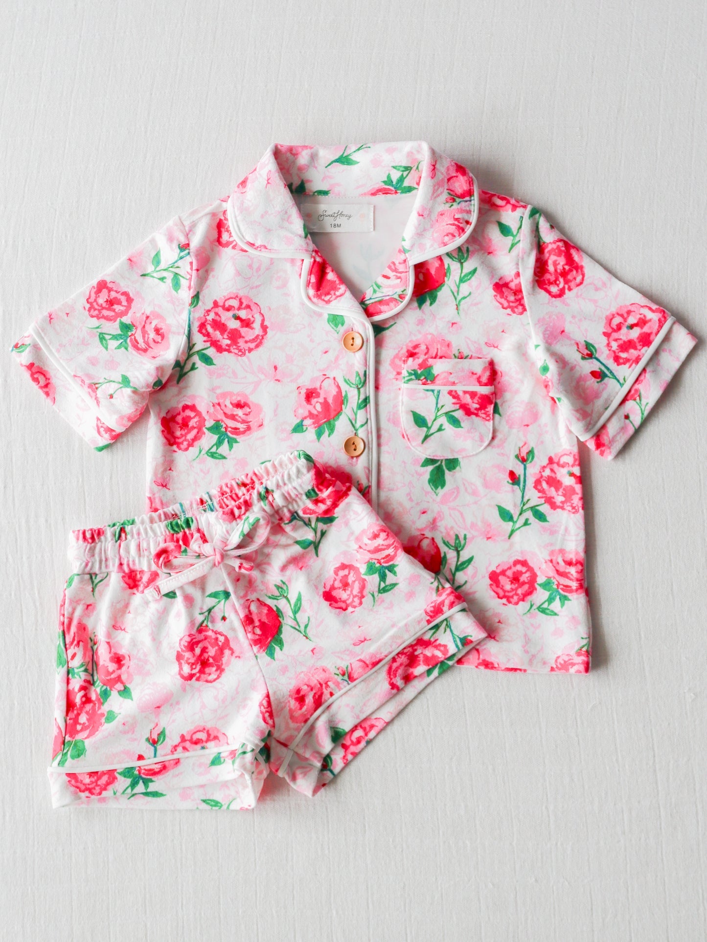 baby girl short sleeve floral pajama set