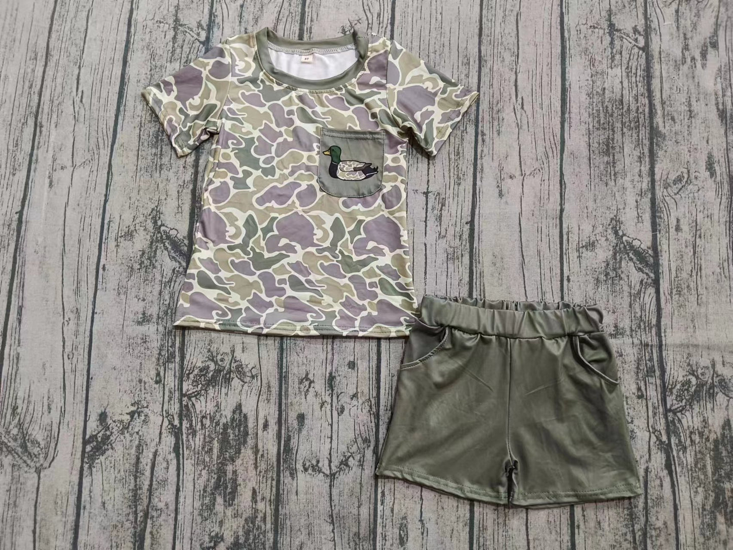 Toddle baby wholesale duck camo design summer short set