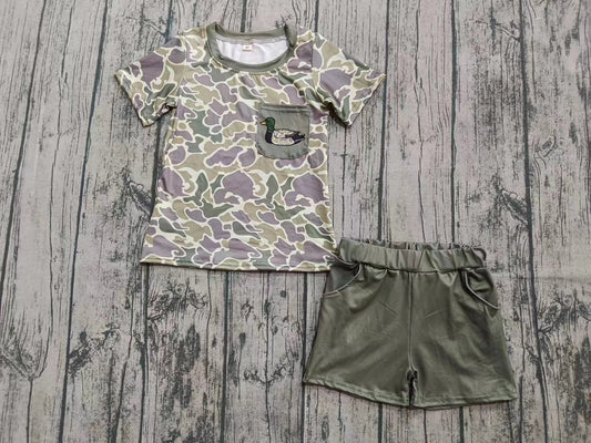 Toddle baby wholesale duck camo design summer short set