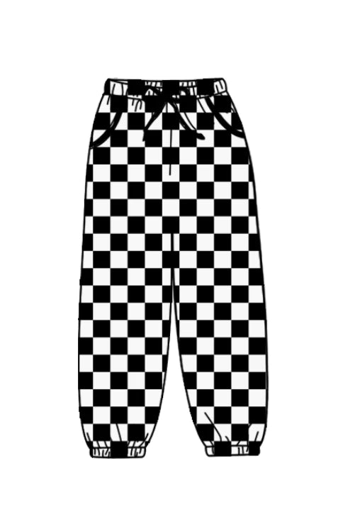 Kids custom black plaid  legging pants