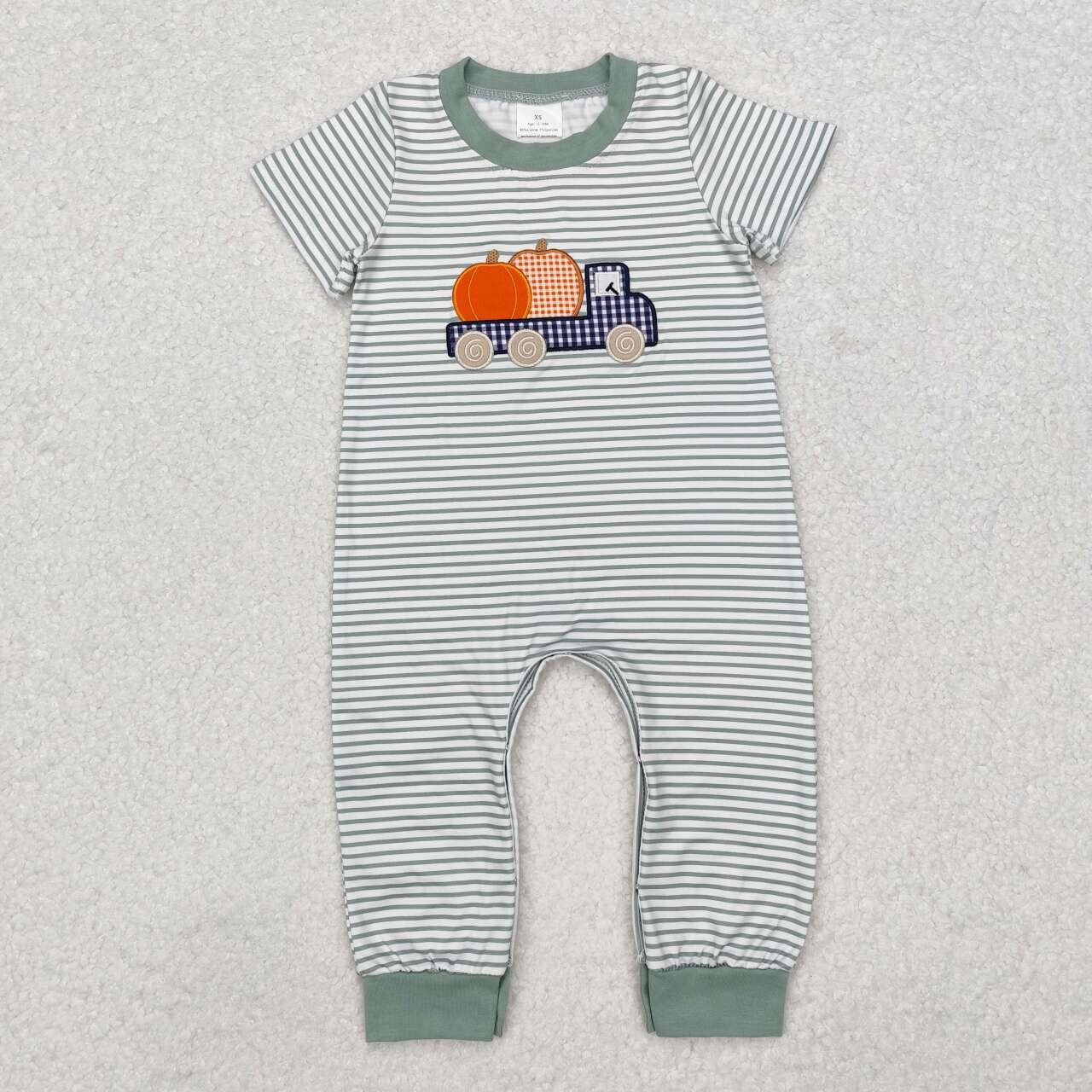 Embroidery Pumpkin Truck Baby Boy Fall Romper