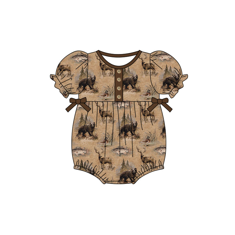 infant baby girl bear reindeer fish animal romper
