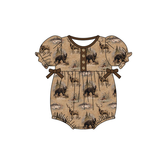 infant baby girl bear reindeer fish animal romper