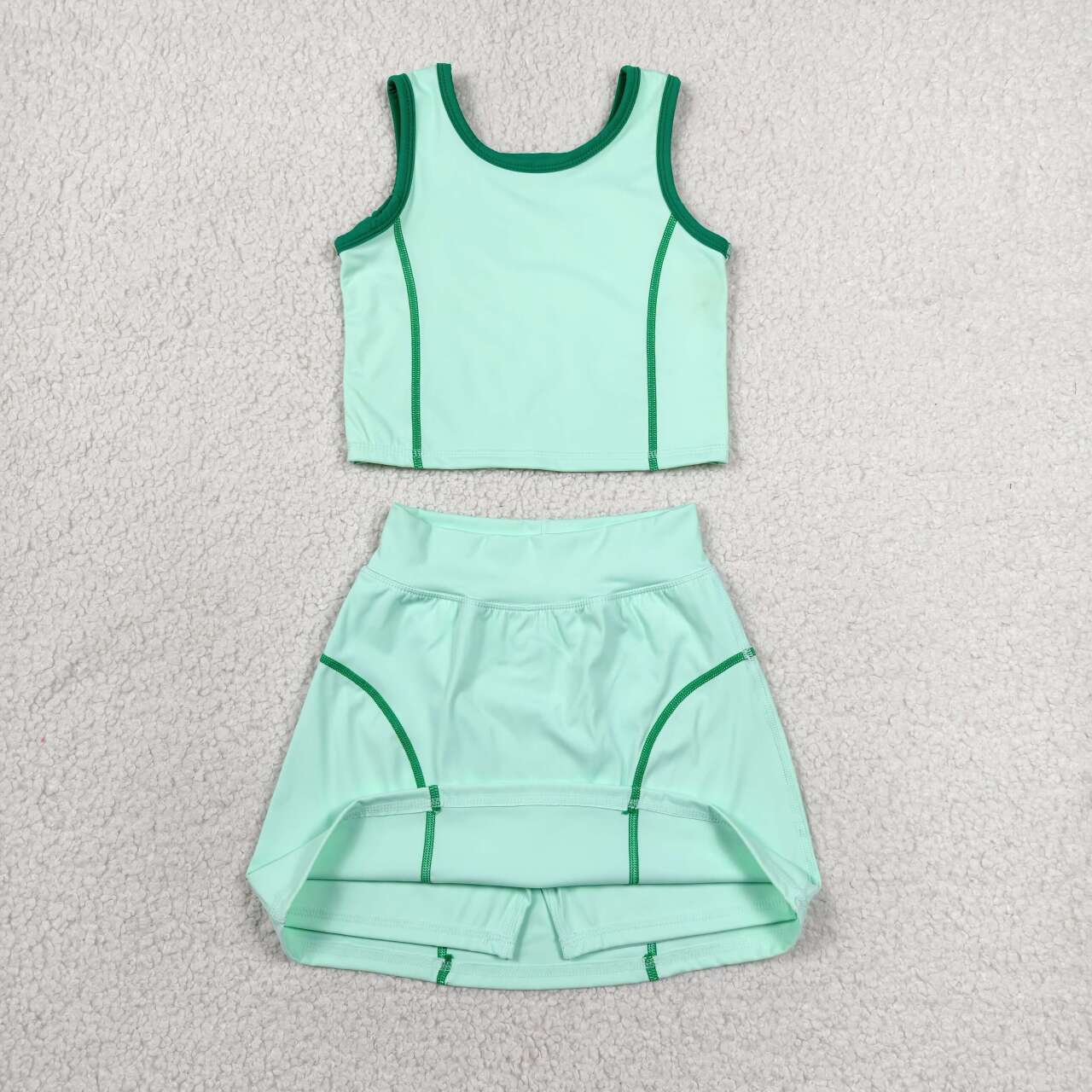 Blue yoga tank top matching skirts girls active wear outfit