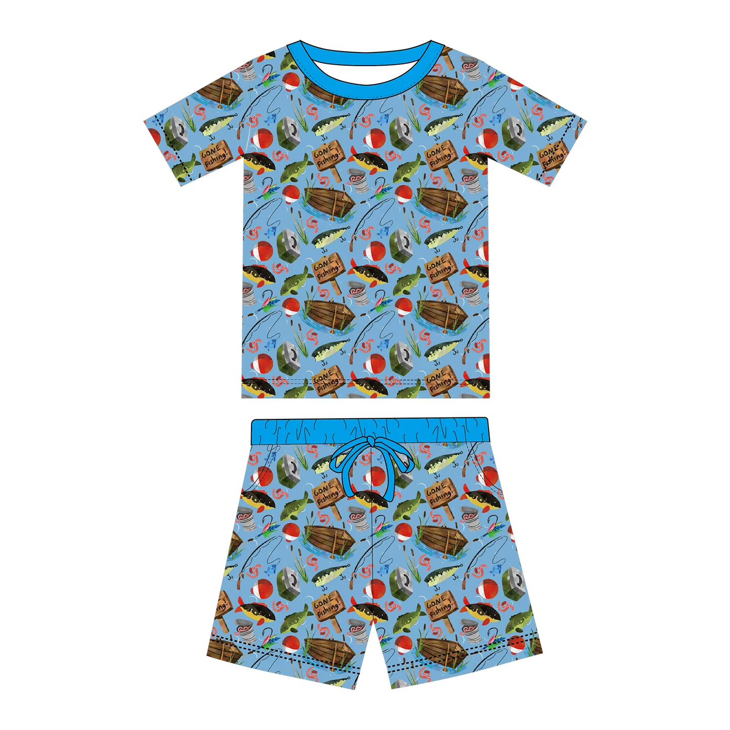 Fishing design kids summer outfit