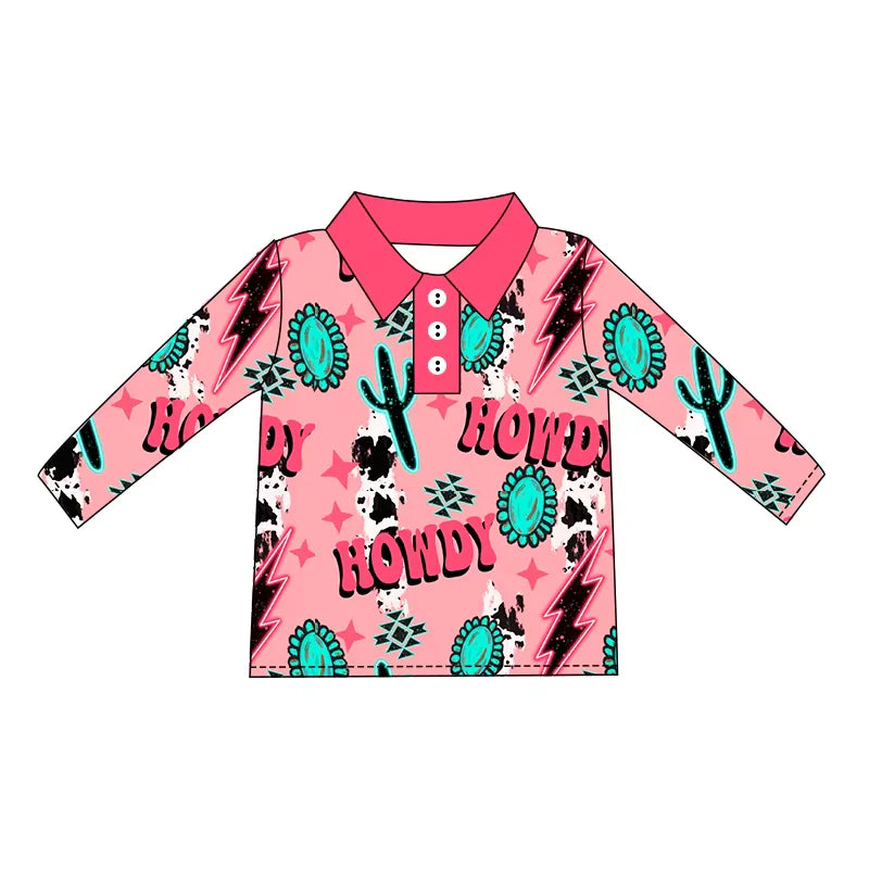 Kids western design long sleeve pullover