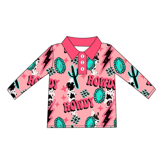 Kids western design long sleeve pullover