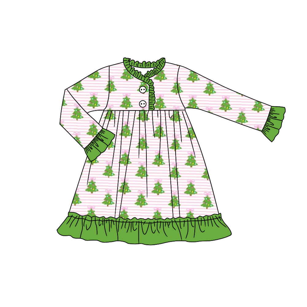 toddle girls short sleeve Christmas tree gown dress