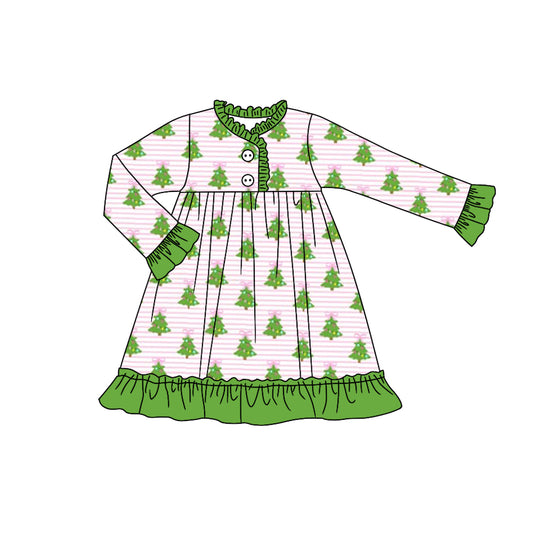 toddle girls short sleeve Christmas tree gown dress