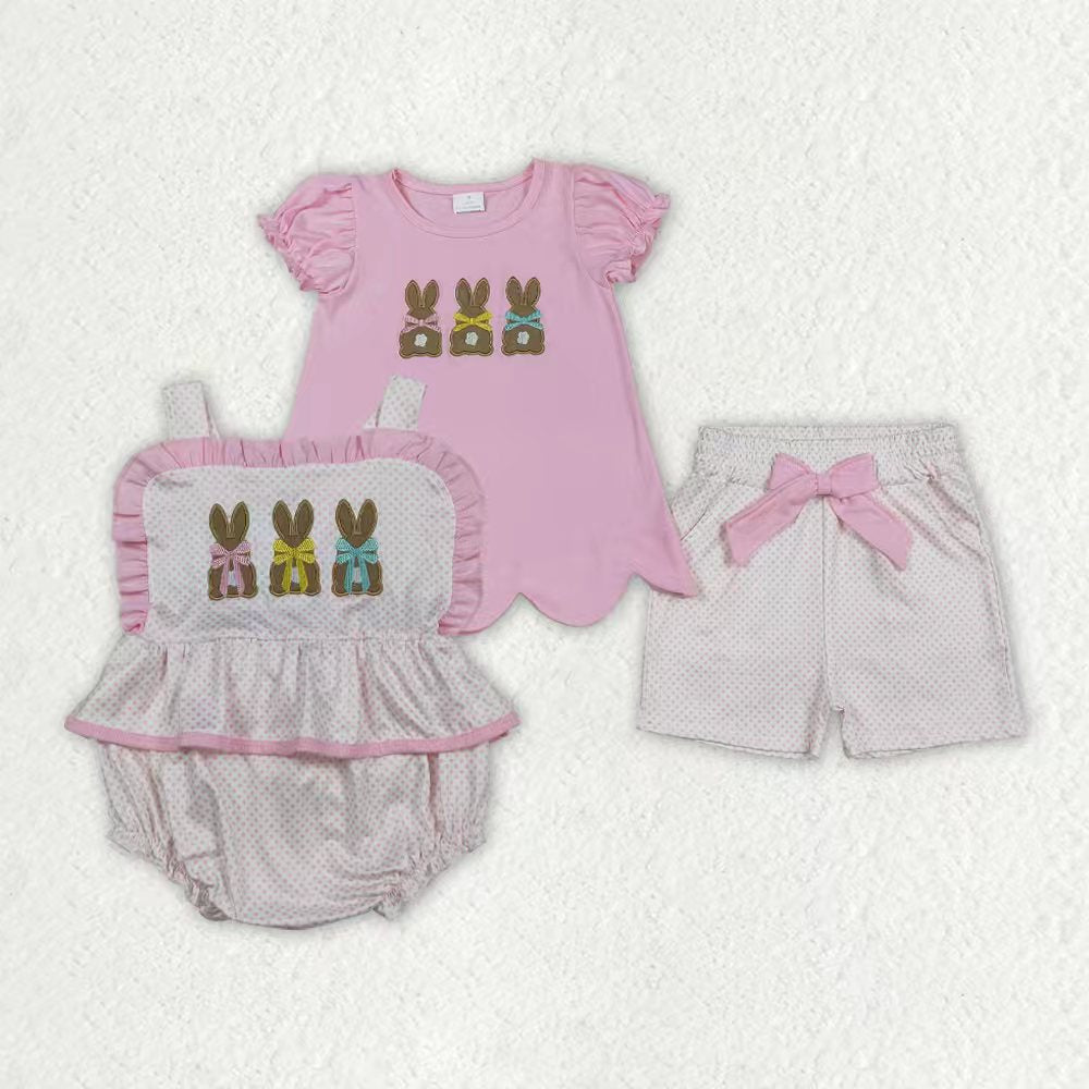 Embroidery bunny easter design girls holiday clothes