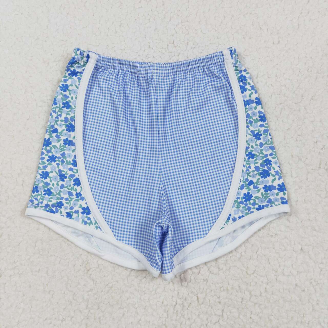 Toddle baby girls blue plaid summer shorts