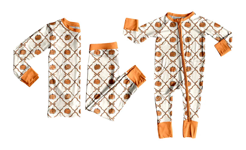 Fall pumpkins design long sleeve matching clothes whoesale price custom design
