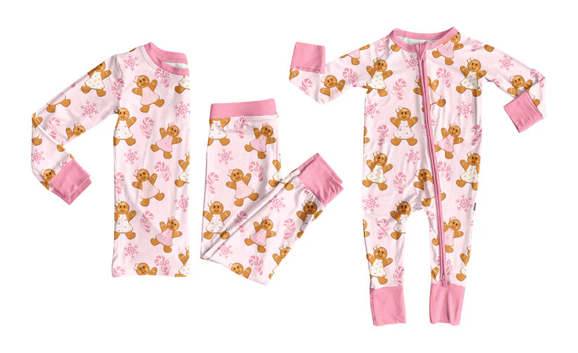 Christmas gingerbread design kids baby long sleeve matching clothes whoesale price custom design