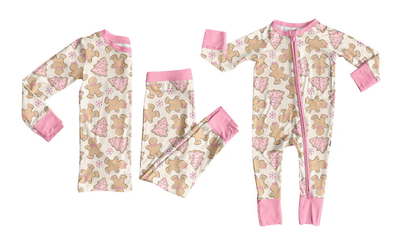 Christmas tree gingerbread design kids baby long sleeve matching clothes whoesale price custom design