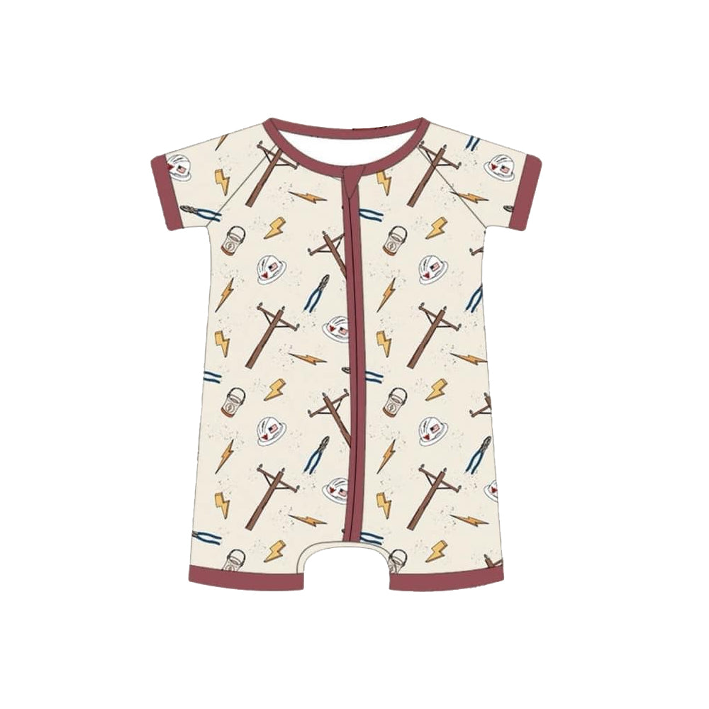 wholesale kids short sleeve fishing zip romper