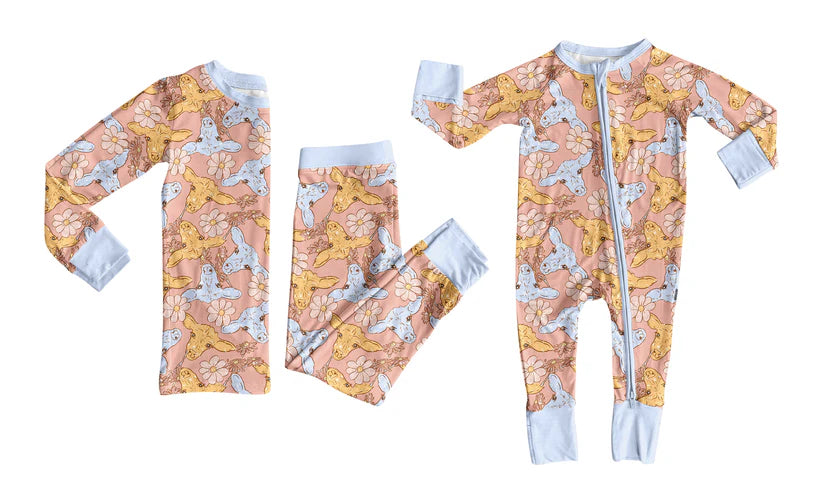 Western cow design long sleeve matching clothes whoesale price custom design