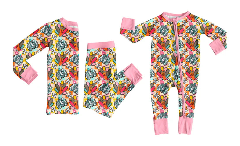 Thanksgiving turkey kids baby long sleeve matching clothes whoesale price custom design