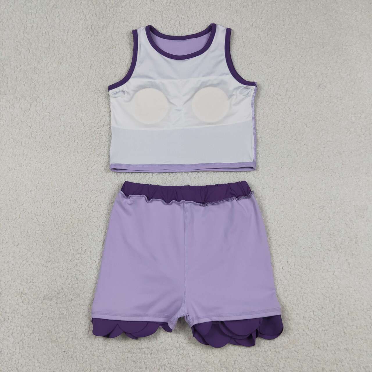 Lavender yoga top matching skorts girls summer outfit