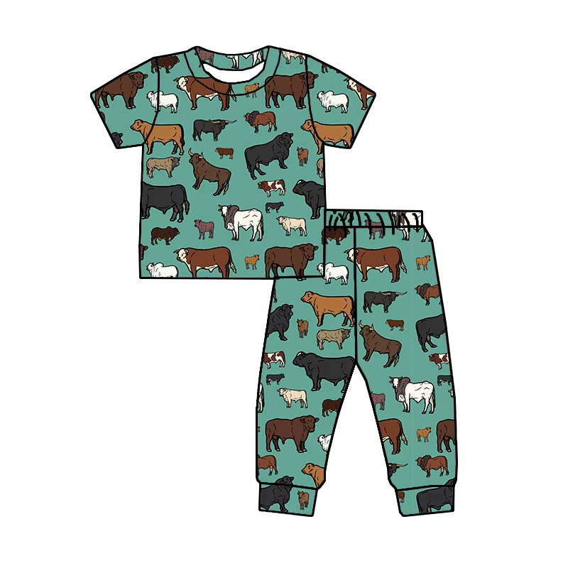 farm animal baby boy short sleeve pajama set