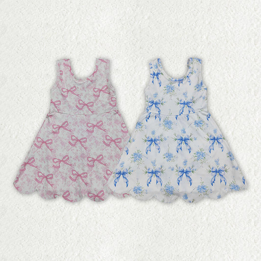 Baby girls pink bow active wear athletic summer yoga skirt dress