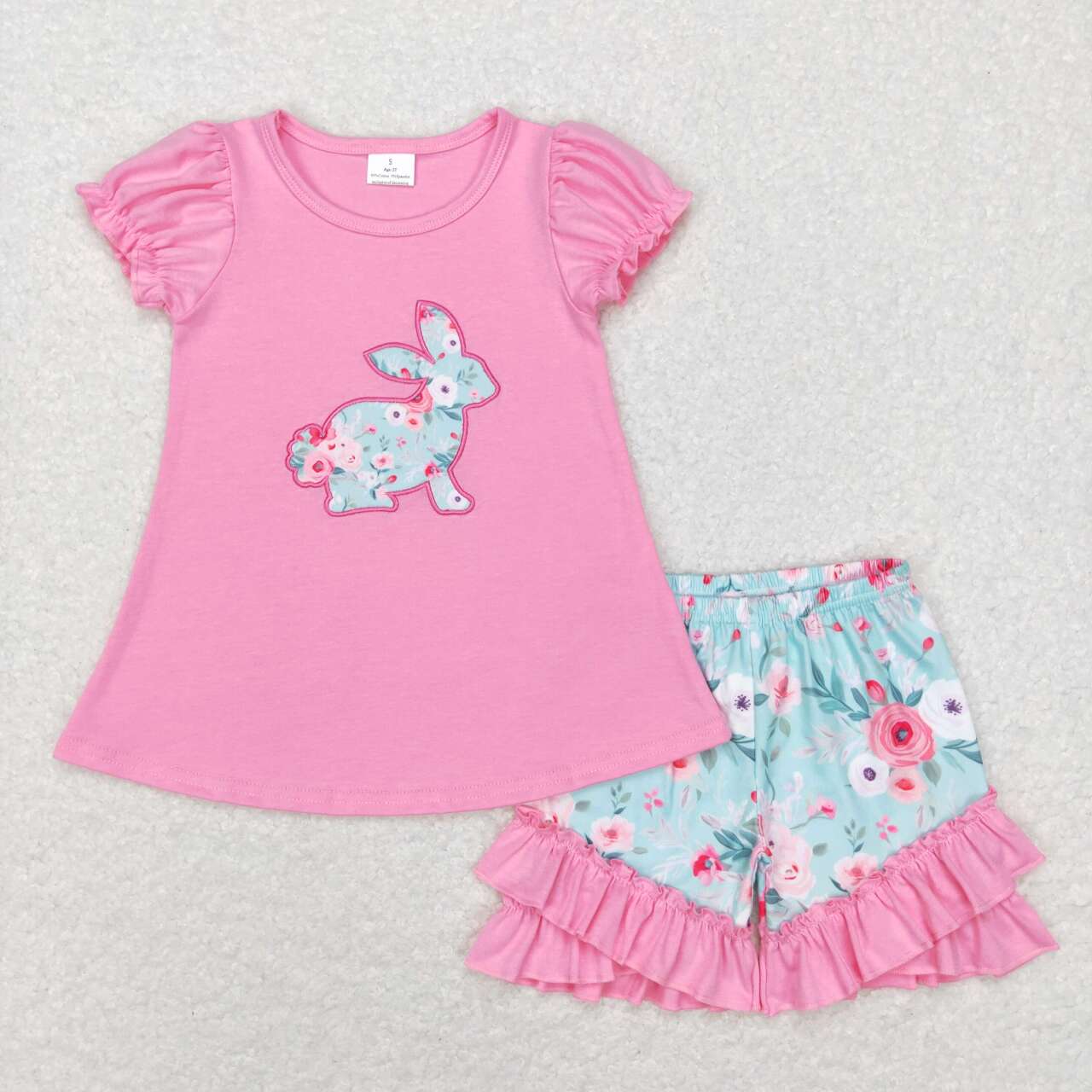 embroidery floral bunny Easter outfit