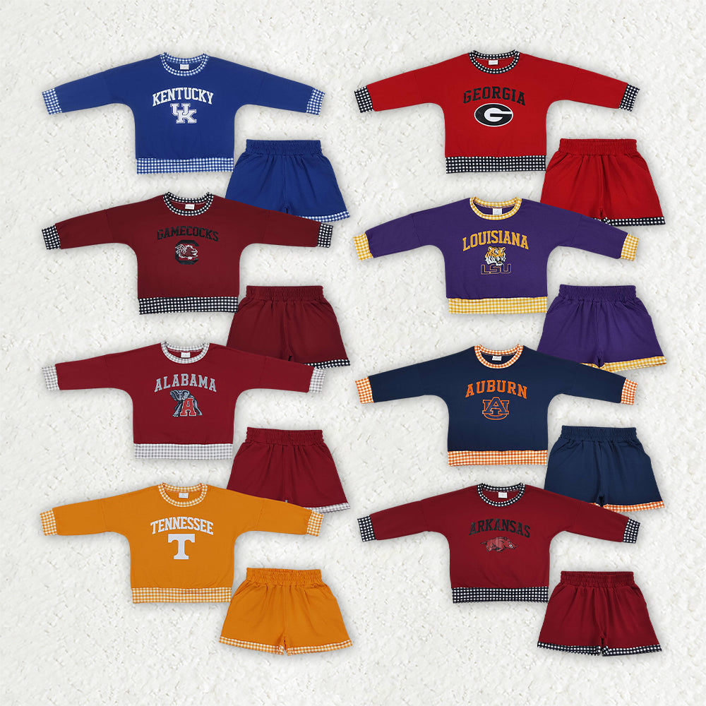 long sleeve pullover vinyl top matching shorts girls team design outfit