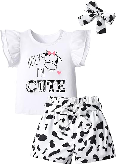 cute farm cow baby girls summer clothes