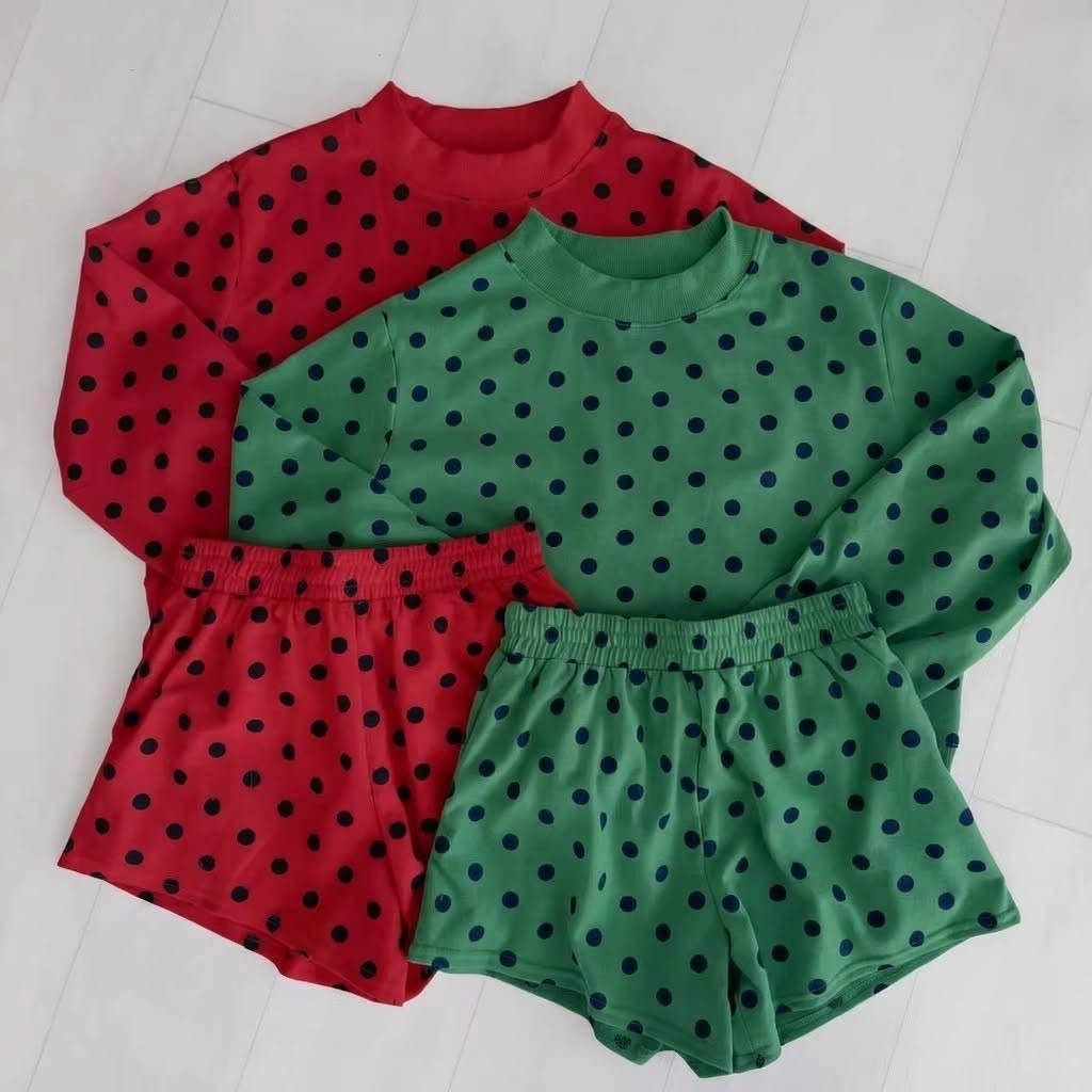 Toddle kids custom design polka dots summer short set