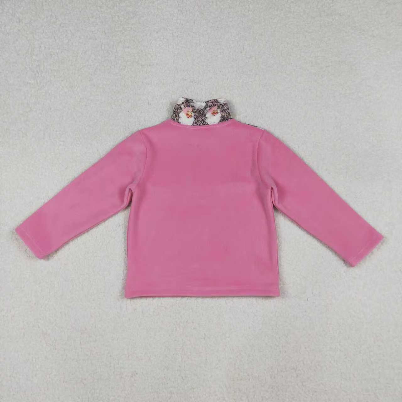 Girl long sleeve pink bow t-shirt top