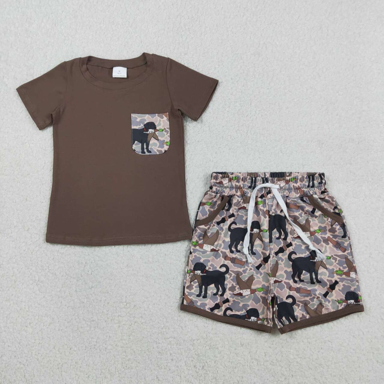Duck dog camo top matching shorts boy summer outfit