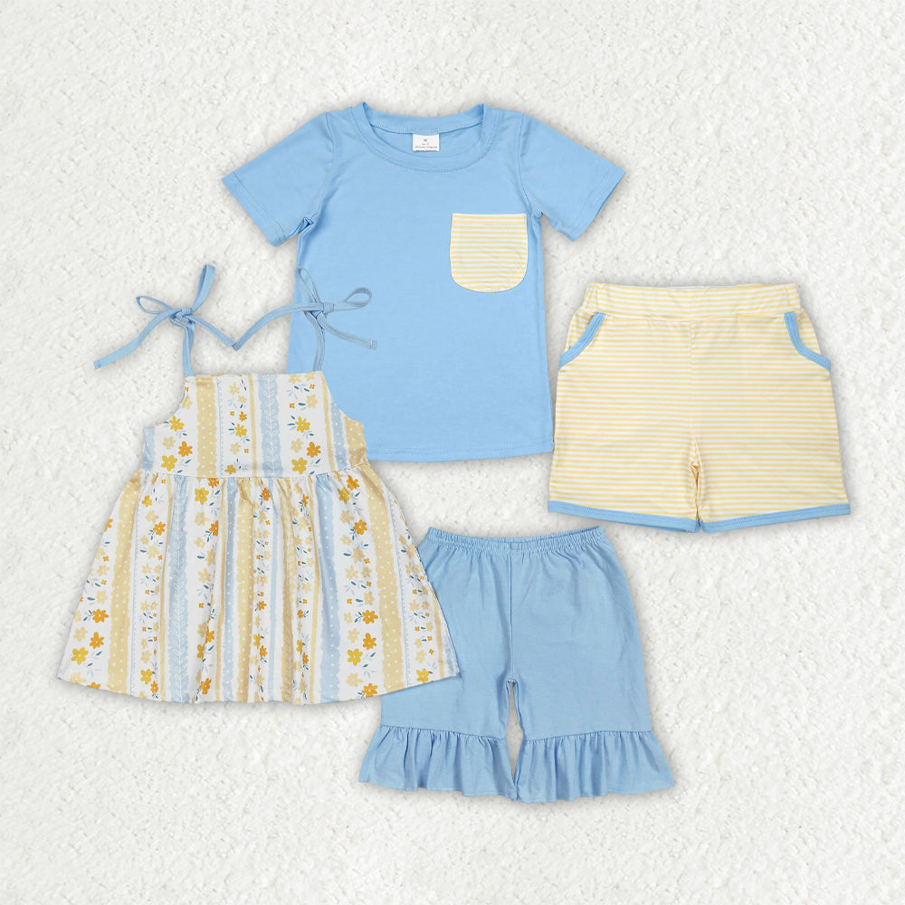 Yellow floral baby girl summer outfit