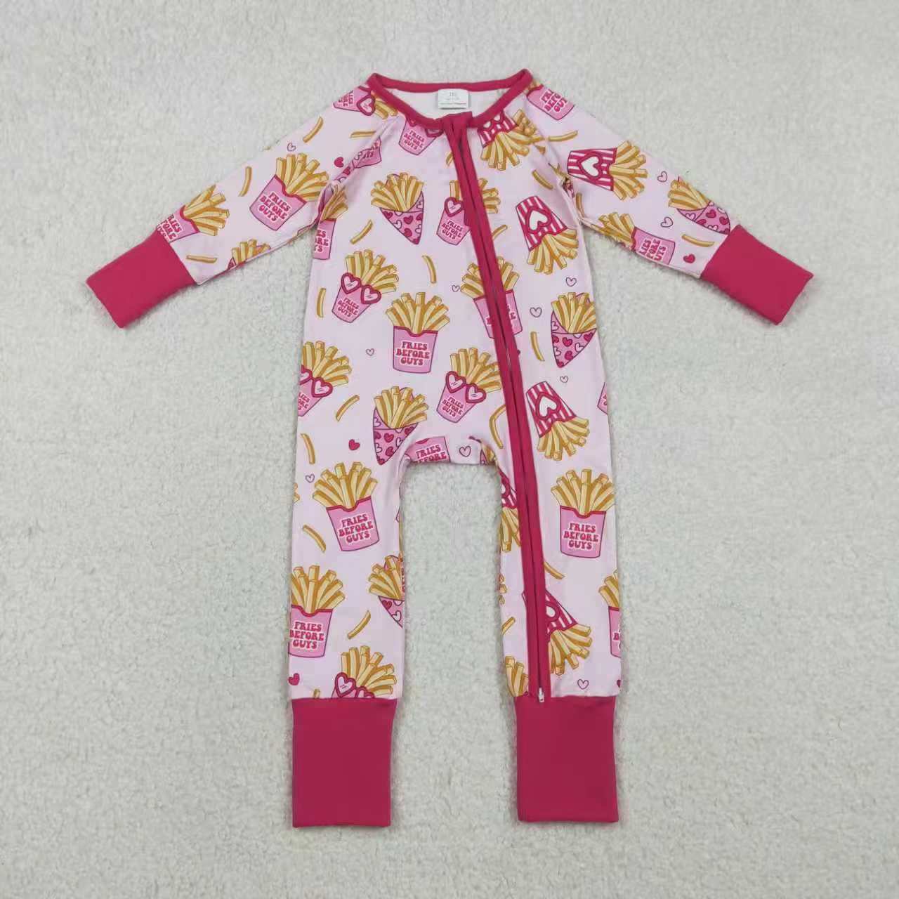 Valentines fries long sleeve top matching pants baby girl outfit
