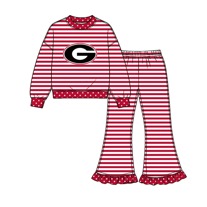 Baby girl custom team cheer design long sleeve top pants set