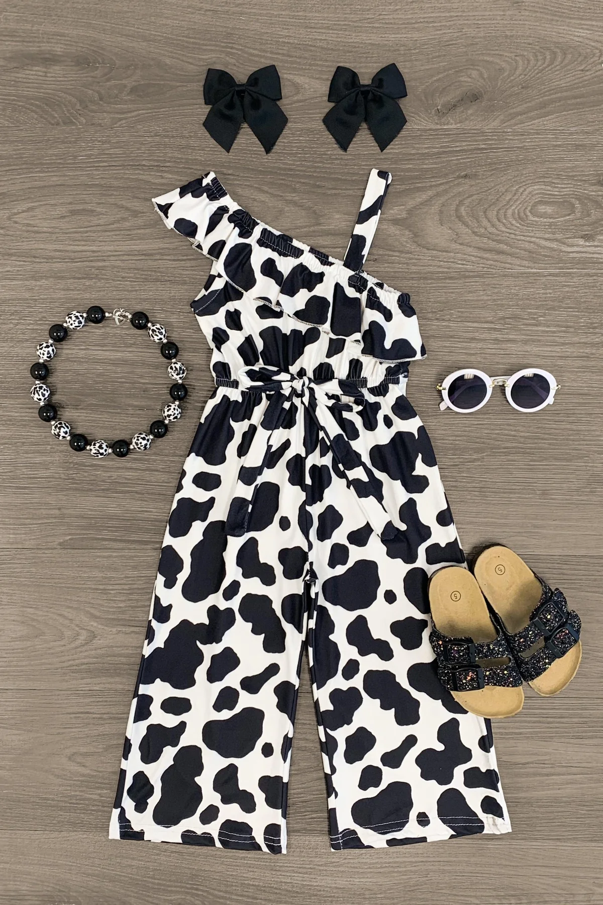 black cowhide spring summer jumpsuit