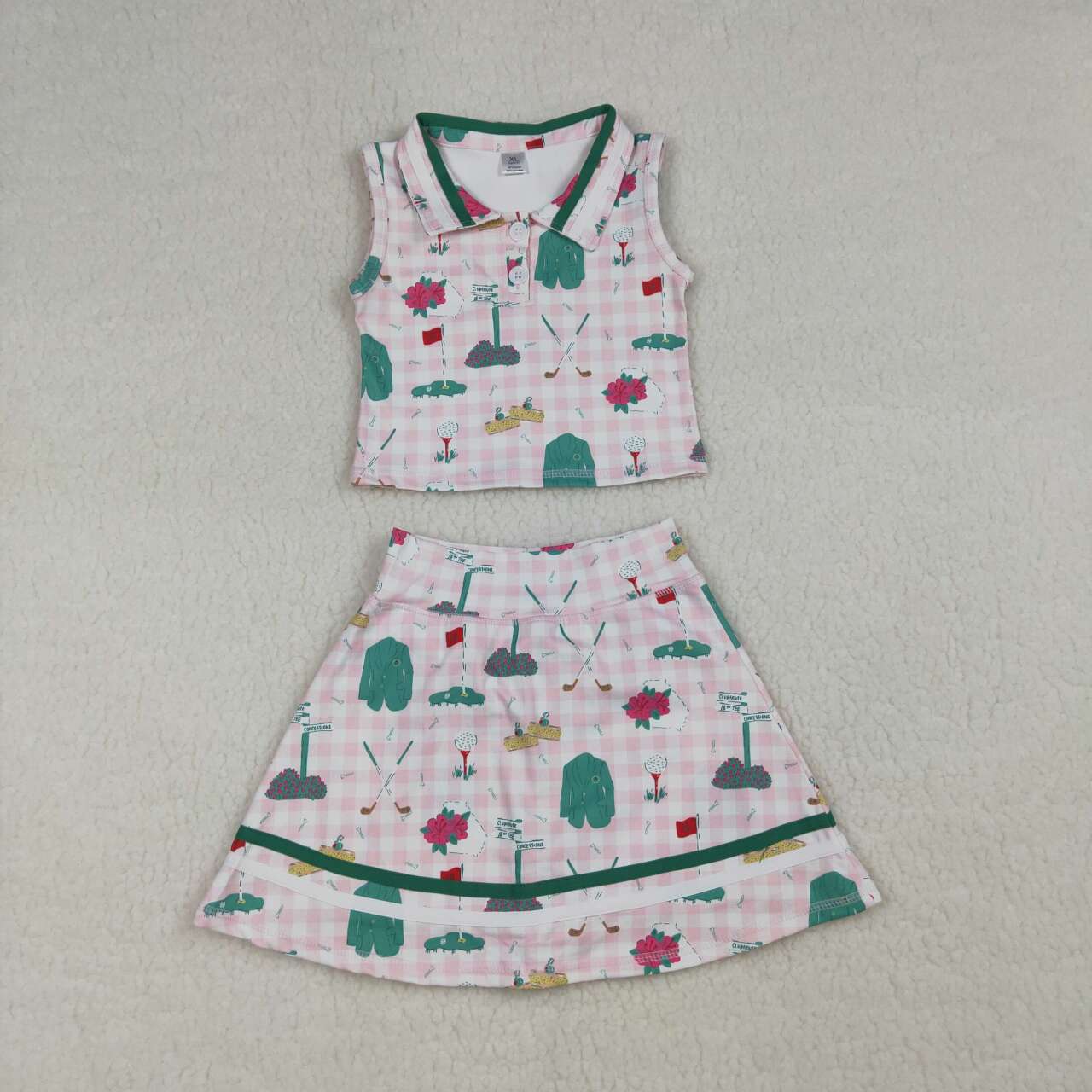Golf tank top matching skirt girls yoga outfit