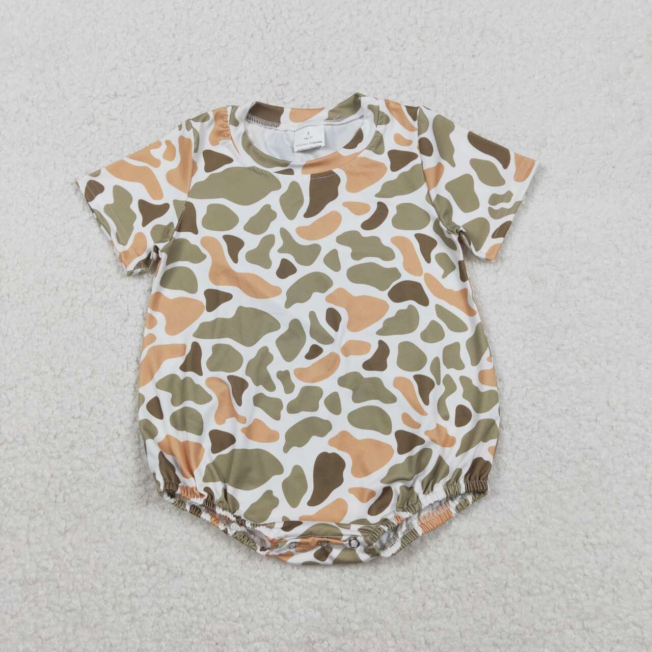 Toddle baby boy light green camo short sleeve romper