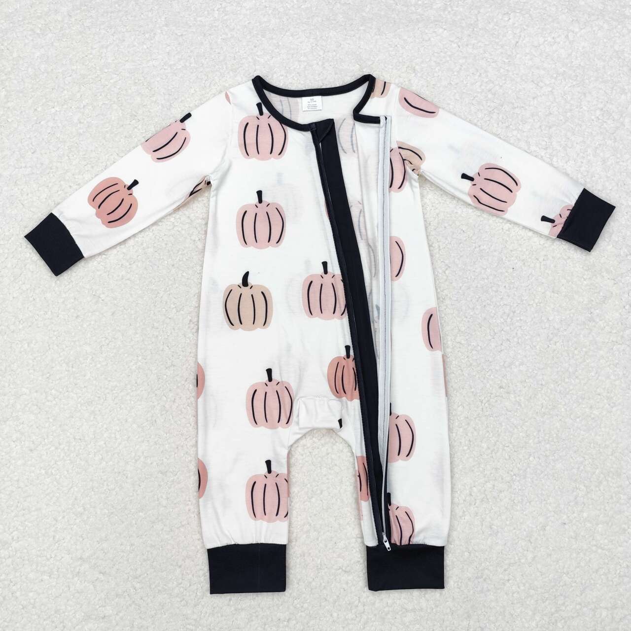 toddle baby kids fall pumpkin bamboo zip romper