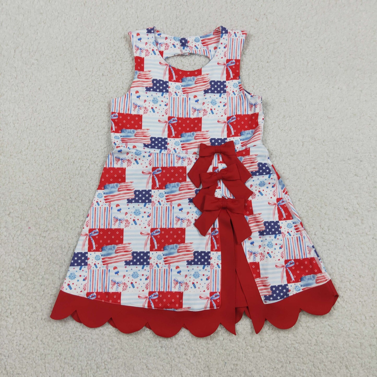 July 4th bow design girls summer yoga dress