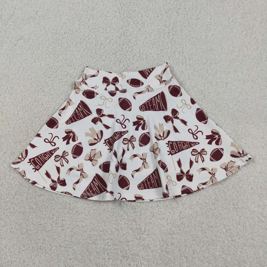 Wine red football cheer design girls yoga skort