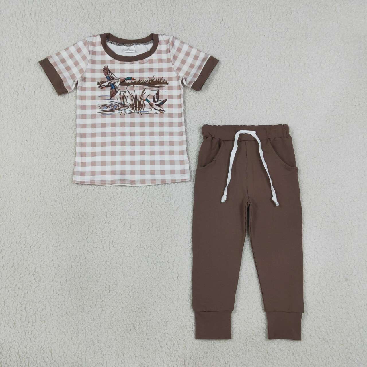 Mallard duck short sleeve top matching pants boy outfit