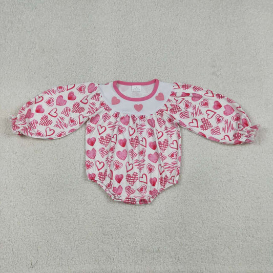 Toddle baby girl Valentines embroidery heart romper