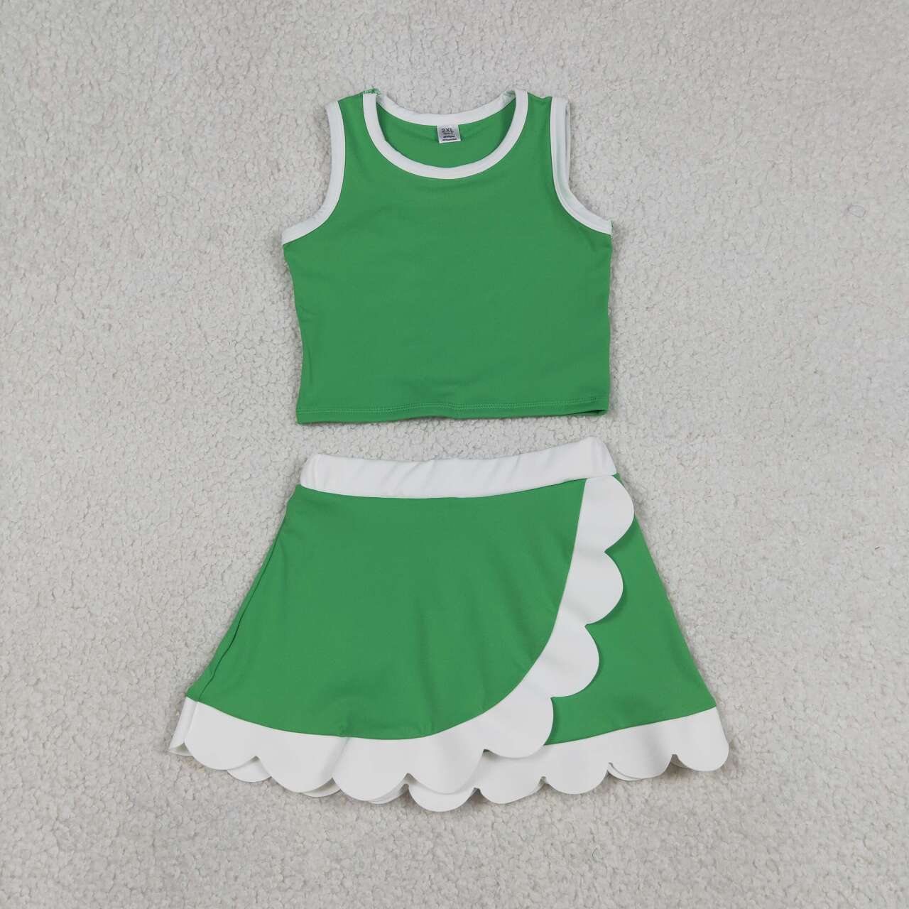Green yoga top matching skorts girls summer outfit