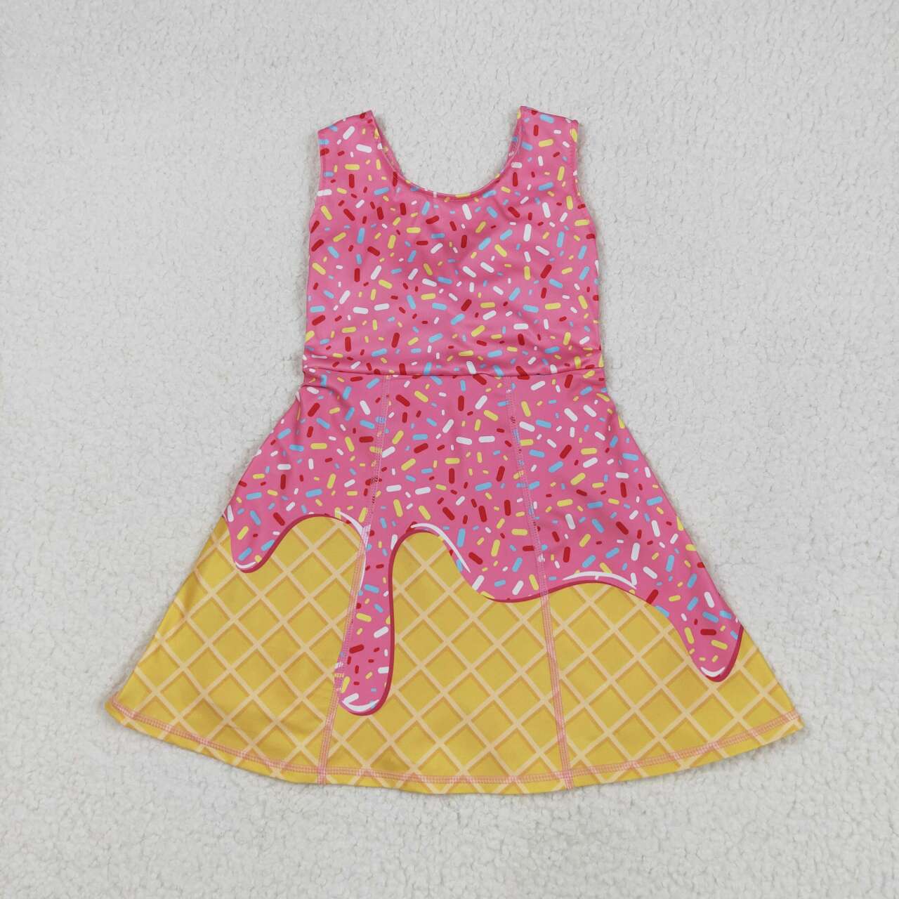 Baby girls pink yellow color active wear athletic summer yoga skirt dress